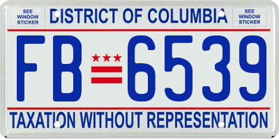 DC license plate FB6539