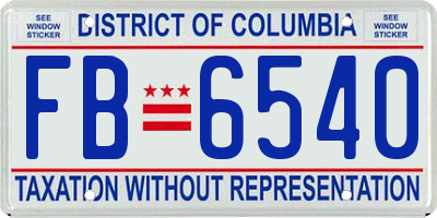 DC license plate FB6540