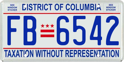 DC license plate FB6542