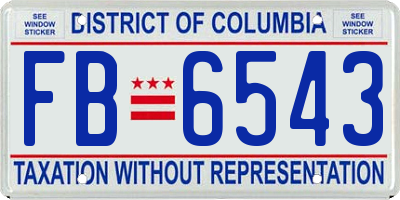 DC license plate FB6543