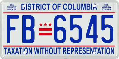 DC license plate FB6545