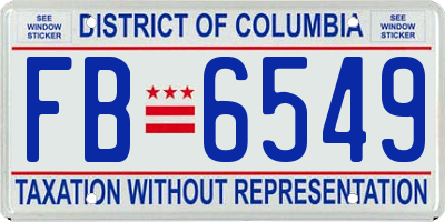 DC license plate FB6549