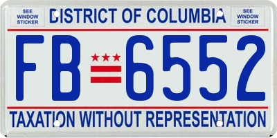 DC license plate FB6552