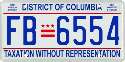 DC license plate FB6554