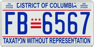 DC license plate FB6567