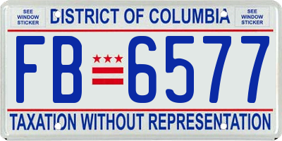 DC license plate FB6577