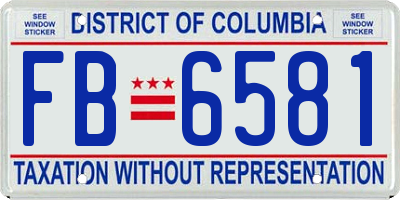 DC license plate FB6581