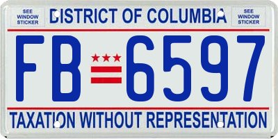 DC license plate FB6597