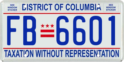 DC license plate FB6601