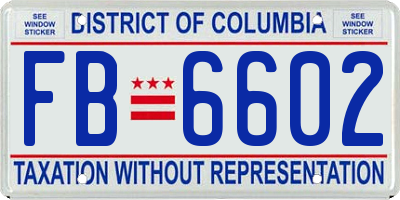 DC license plate FB6602