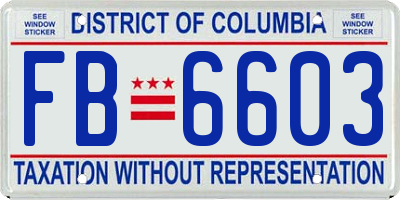 DC license plate FB6603