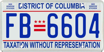 DC license plate FB6604