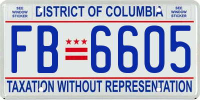 DC license plate FB6605