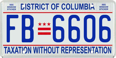 DC license plate FB6606