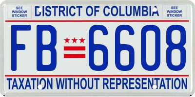 DC license plate FB6608