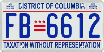 DC license plate FB6612