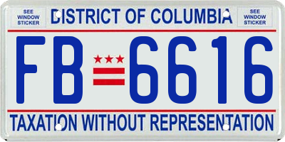 DC license plate FB6616