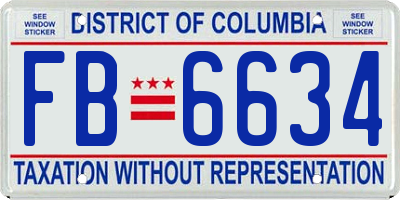 DC license plate FB6634