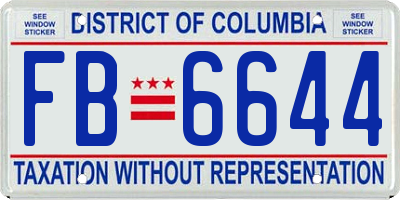 DC license plate FB6644