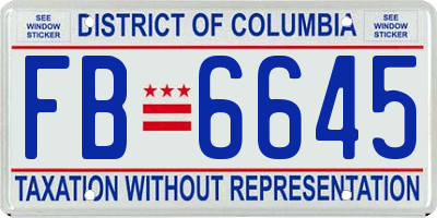 DC license plate FB6645