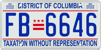 DC license plate FB6646