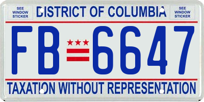 DC license plate FB6647