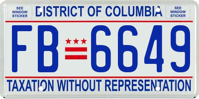 DC license plate FB6649