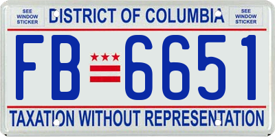 DC license plate FB6651