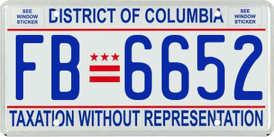 DC license plate FB6652