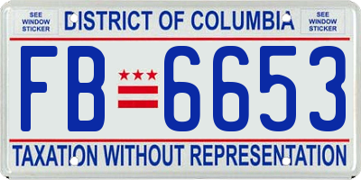 DC license plate FB6653