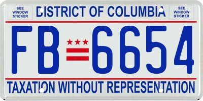 DC license plate FB6654