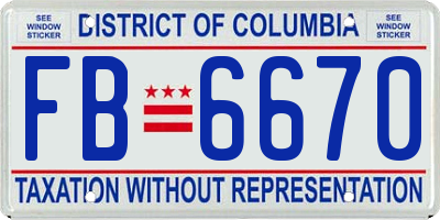 DC license plate FB6670