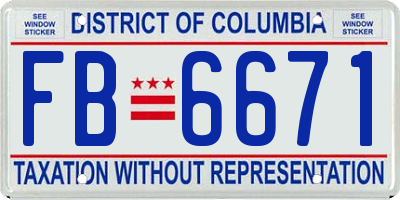 DC license plate FB6671