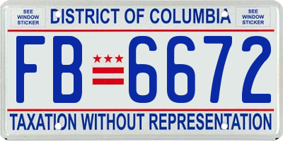 DC license plate FB6672