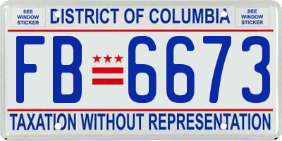 DC license plate FB6673