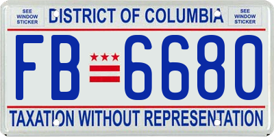 DC license plate FB6680