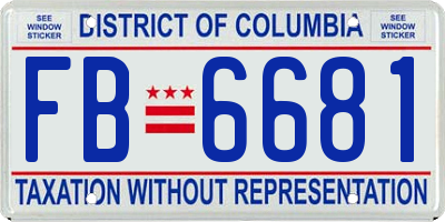 DC license plate FB6681