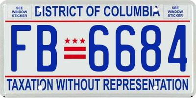 DC license plate FB6684