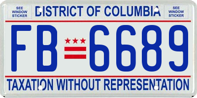 DC license plate FB6689