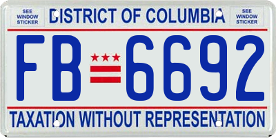 DC license plate FB6692