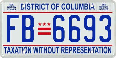 DC license plate FB6693