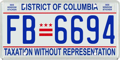 DC license plate FB6694