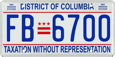 DC license plate FB6700