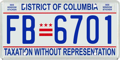 DC license plate FB6701