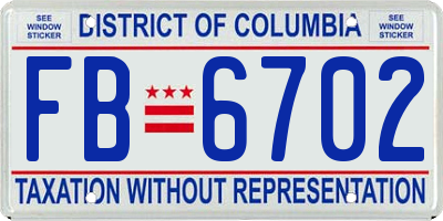 DC license plate FB6702