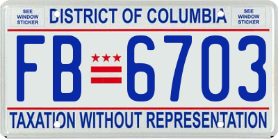 DC license plate FB6703