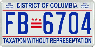 DC license plate FB6704