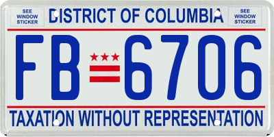 DC license plate FB6706