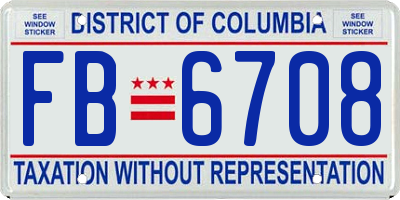 DC license plate FB6708