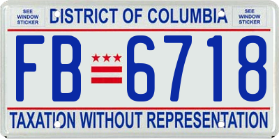 DC license plate FB6718